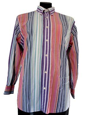 Grant Thomas button down Rainbow stripes shirt, Size Large